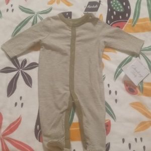 Marshall's Navy Green Striped Footie Pajamas, NewBorn